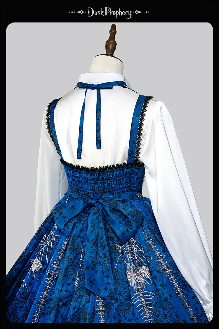 DuskProphecy - Coccyx - Elegant Lolita Dress High Waist Fishbone Print JSK Set - Image 196