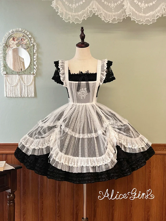 Alice Girl - Elegant Lolita Embroidered Apron with Adjustable Strap - Image 17