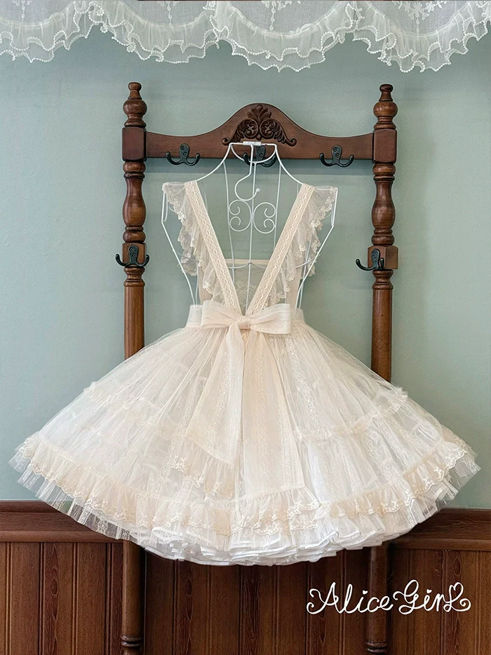 Alice Girl - Elegant Lolita Embroidered Apron with Adjustable Strap - Image 5