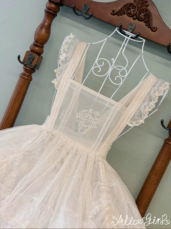 Alice Girl - Elegant Lolita Embroidered Apron with Adjustable Strap - Image 7