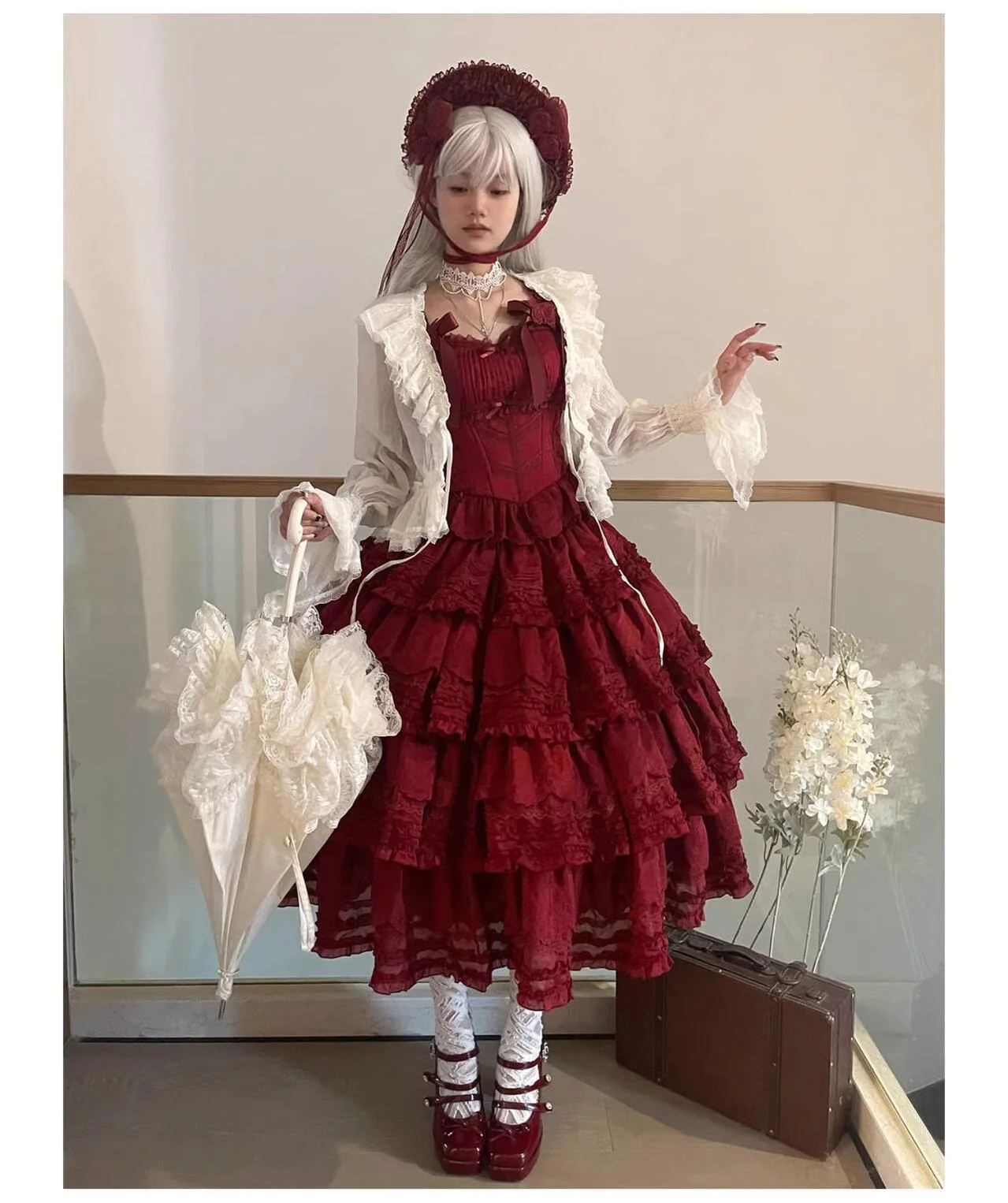 MEEKWIND - Miss Flora - Elegant Lolita Headdress Solid BNT & Choker & Hat - Image 3