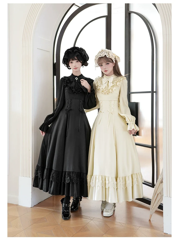 With PUJI - White Daylight - Elegant Lolita Long Sleeve OP Dress, Side Zipper - Image 10