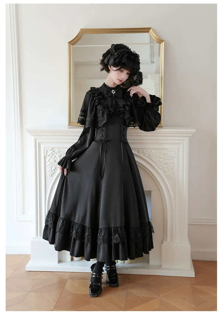 With PUJI - White Daylight - Elegant Lolita Long Sleeve OP Dress, Side Zipper - Image 20