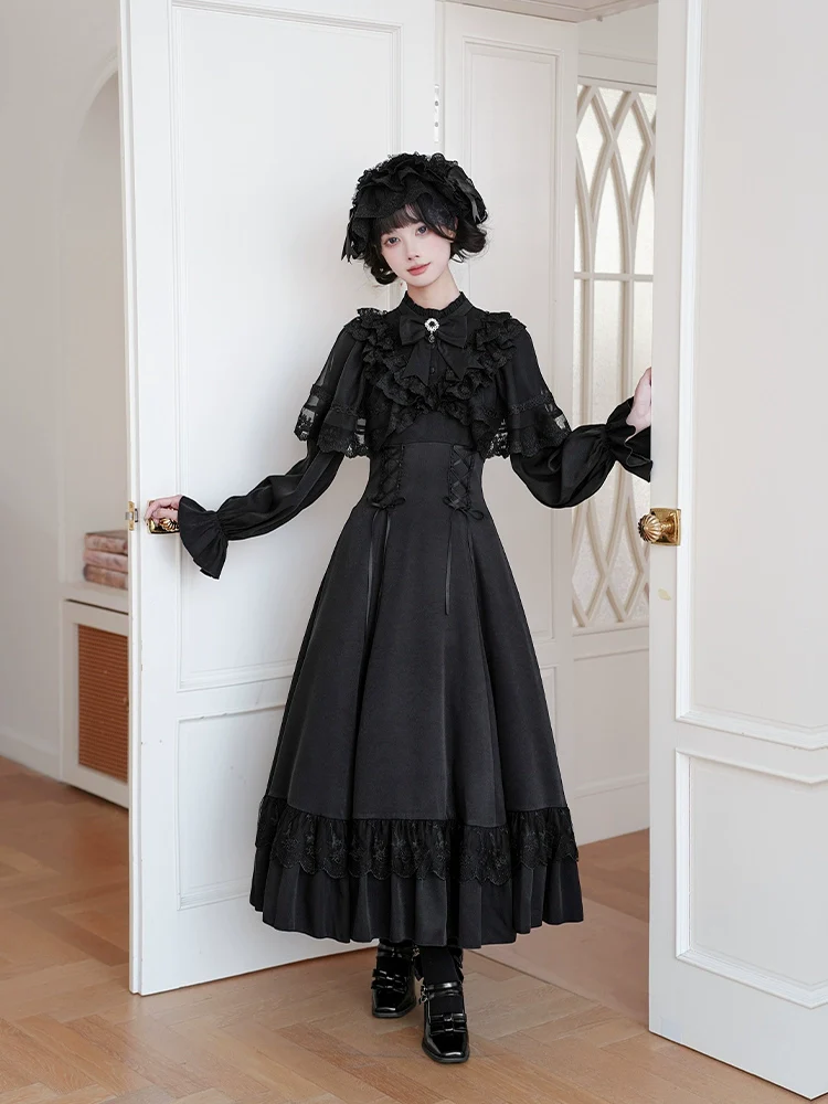 With PUJI - White Daylight - Elegant Lolita Long Sleeve OP Dress, Side Zipper - Image 22