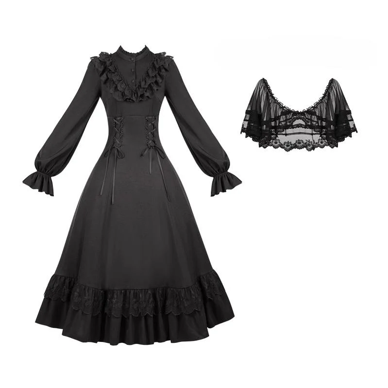 With PUJI - White Daylight - Elegant Lolita Long Sleeve OP Dress, Side Zipper - Image 28