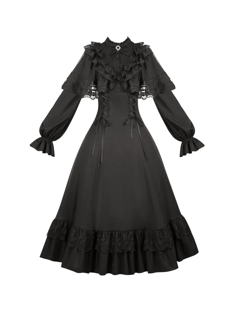 With PUJI - White Daylight - Elegant Lolita Long Sleeve OP Dress, Side Zipper - Image 29