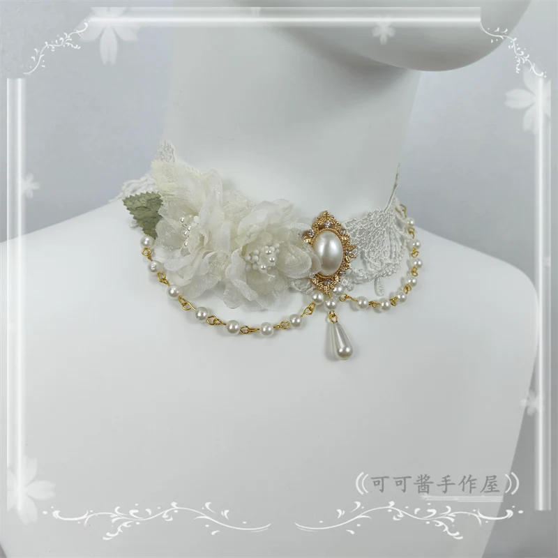 Elegant Lolita Necklace Rose Gemstones and Pearl Necklace - Image 14