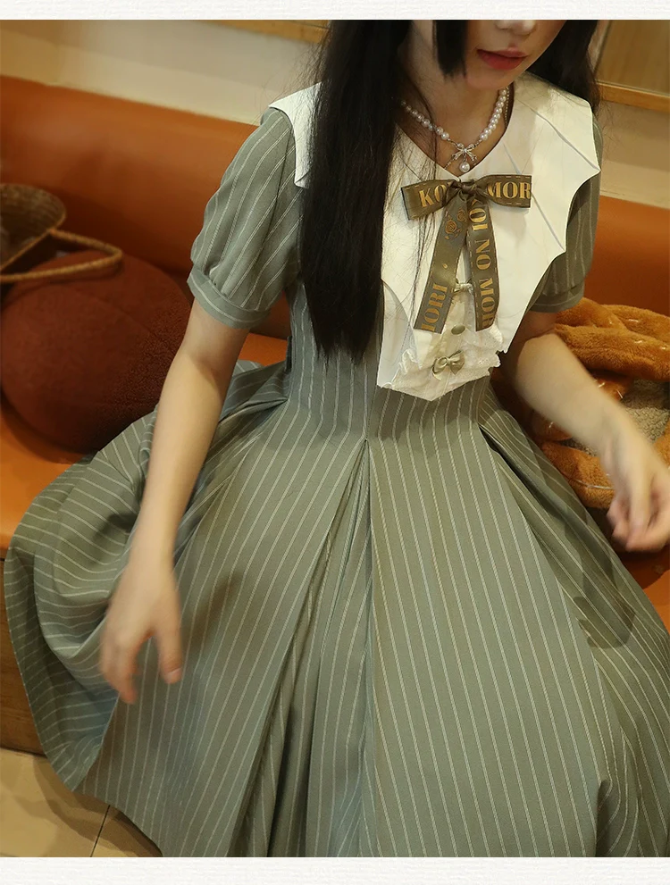 The Rain of London - Elegant Lolita OP Dress, Bat Wing-Shaped Neckline - Image 25