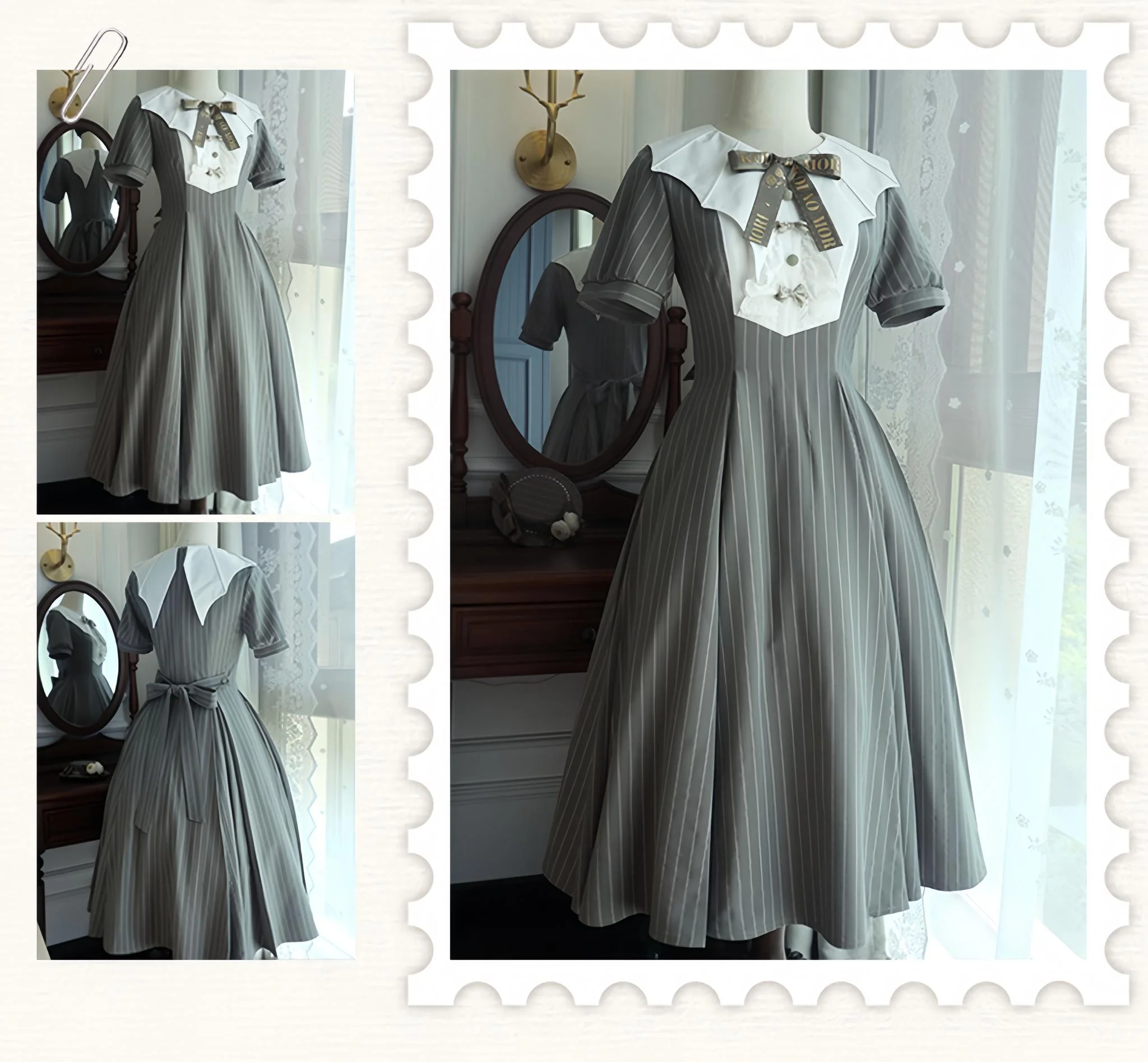 The Rain of London - Elegant Lolita OP Dress, Bat Wing-Shaped Neckline - Image 27