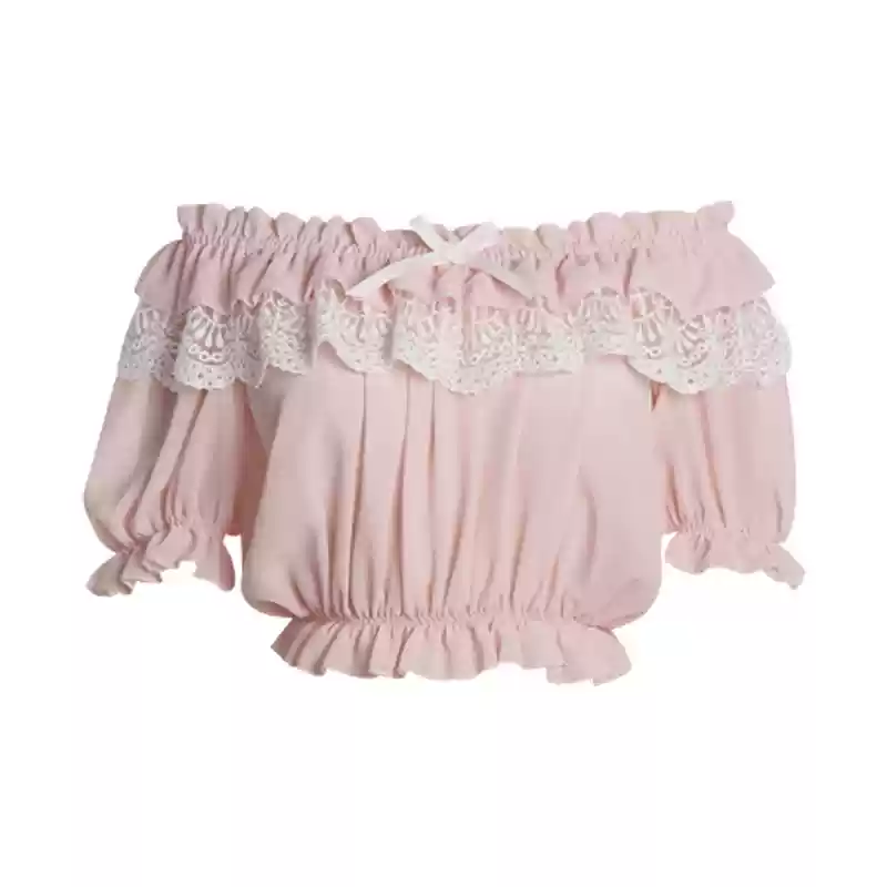 Elegant Lolita Shirt Open Shoulder Blouse - Image 7