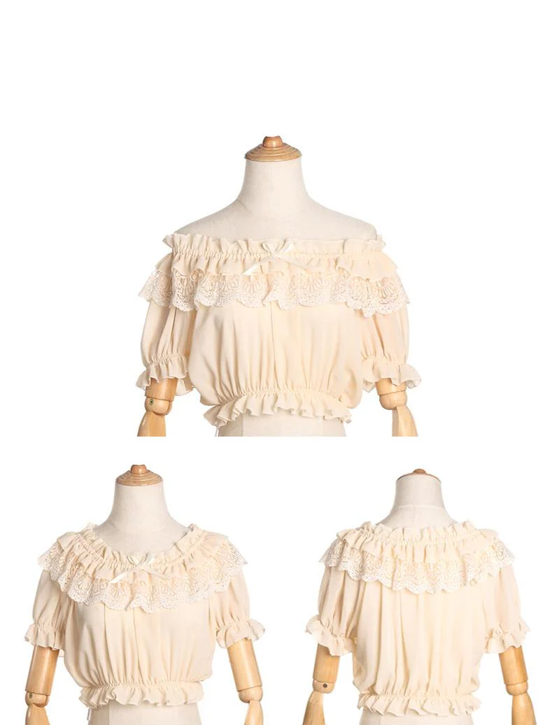 Elegant Lolita Shirt Open Shoulder Blouse - Image 9