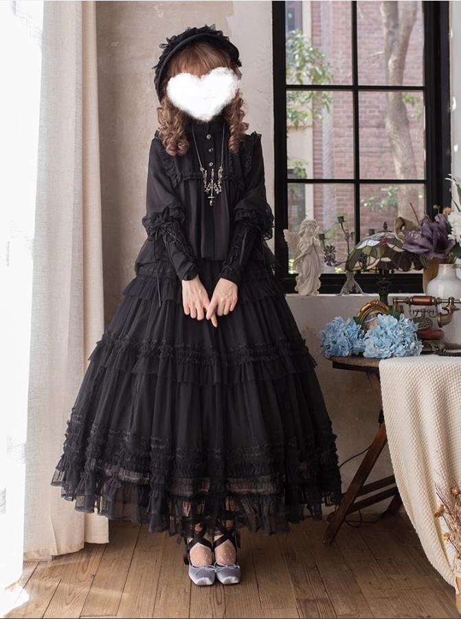 Pleated Heart - Elegant Lolita Petticoat with Dotted Gauze Hem - Image 11