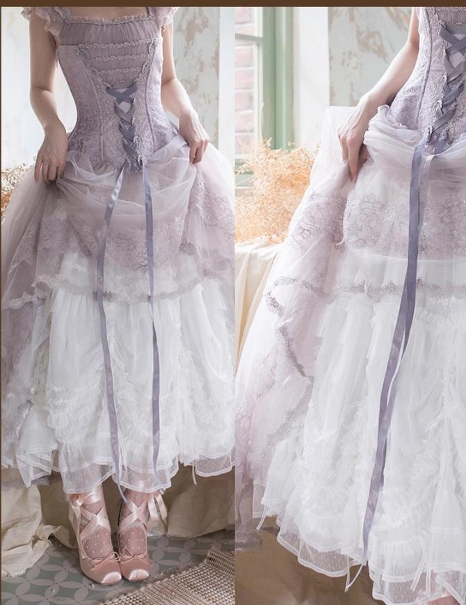 Pleated Heart - Elegant Lolita Petticoat with Dotted Gauze Hem - Image 17