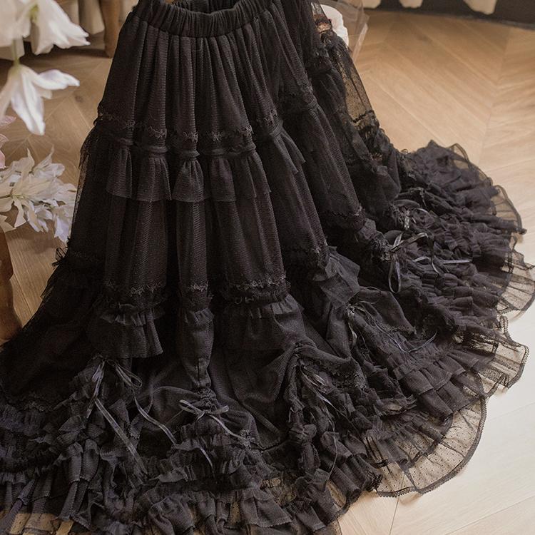 Pleated Heart - Elegant Lolita Petticoat with Dotted Gauze Hem - Image 22