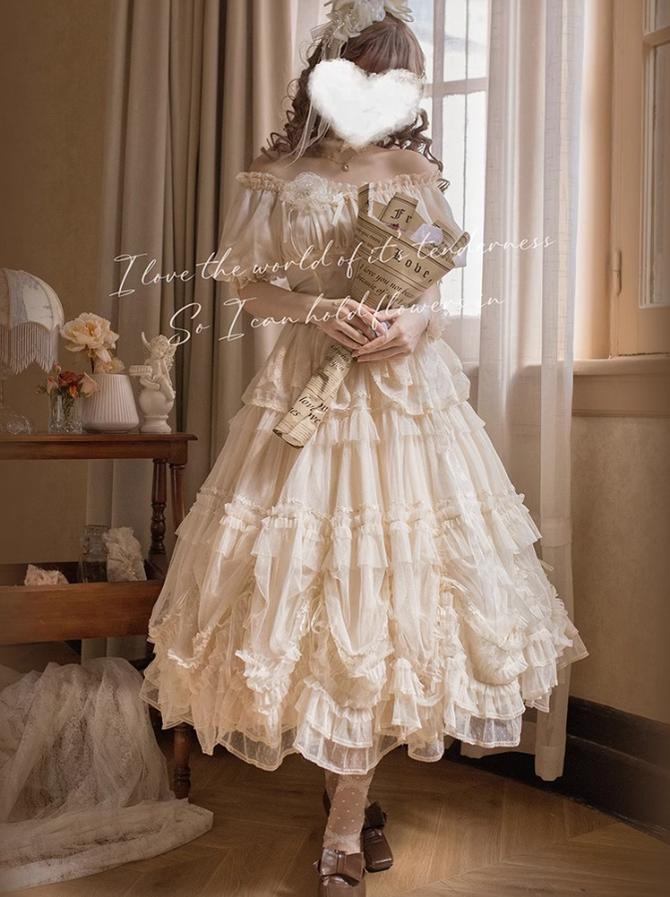 Pleated Heart - Elegant Lolita Petticoat with Dotted Gauze Hem - Image 3