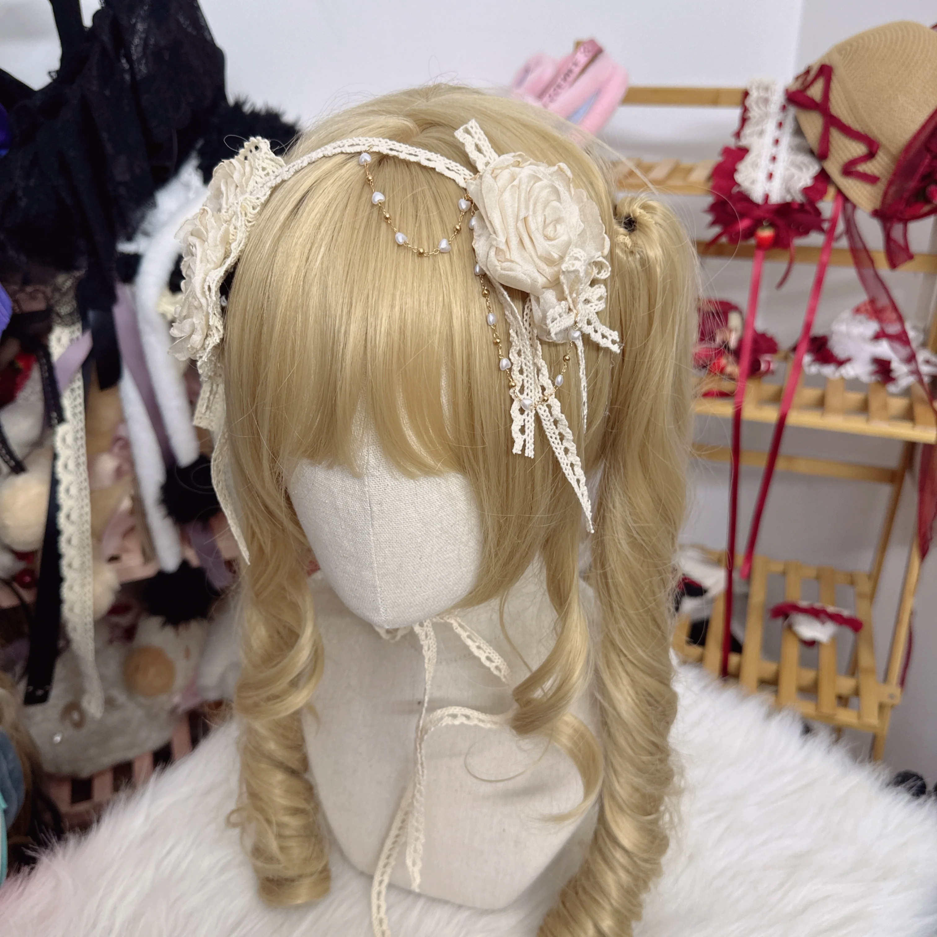 Elegant Lolita Rose Choker Handmade Headdress Set Multicolors - Image 14