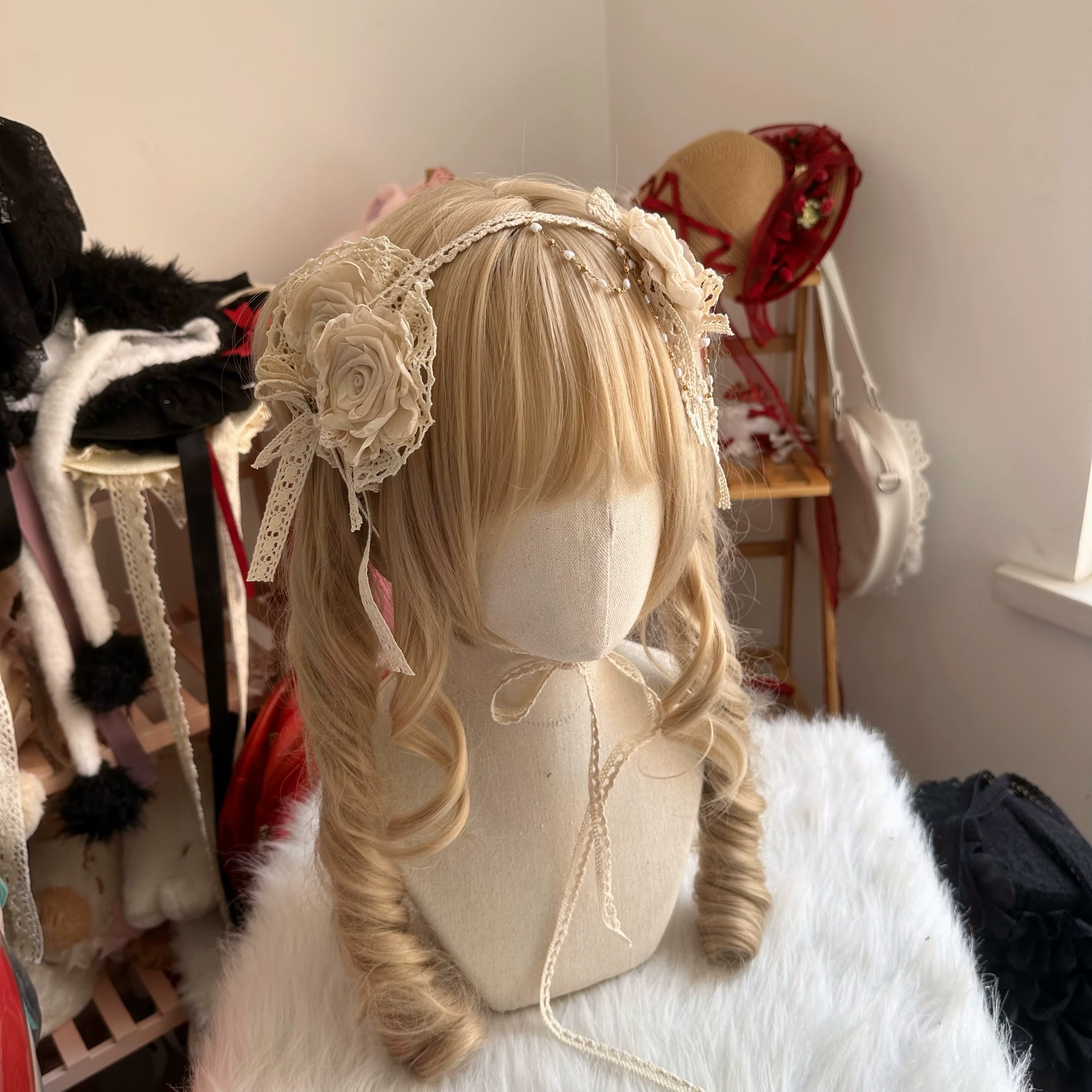 Elegant Lolita Rose Choker Handmade Headdress Set Multicolors - Image 15
