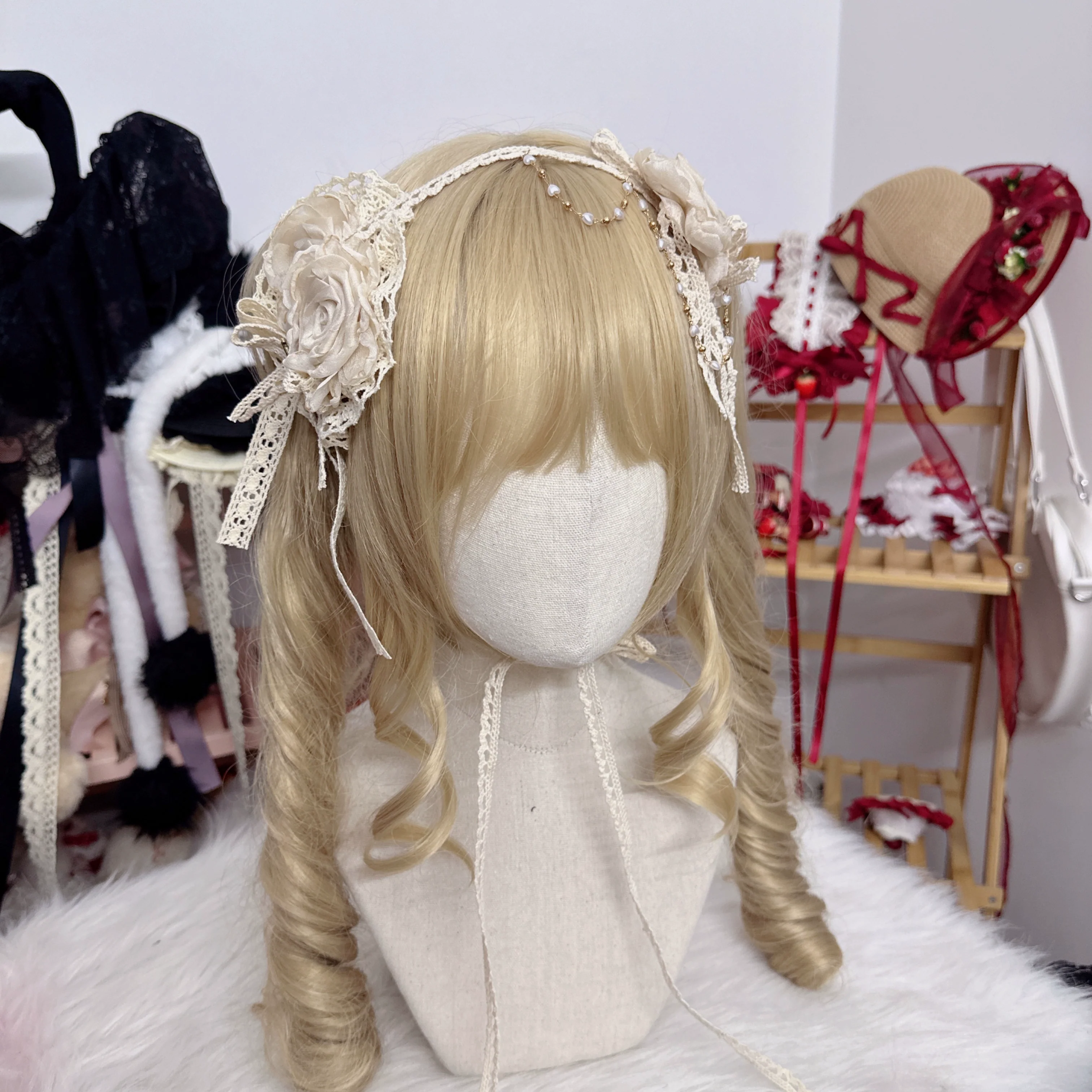 Elegant Lolita Rose Choker Handmade Headdress Set Multicolors - Image 16