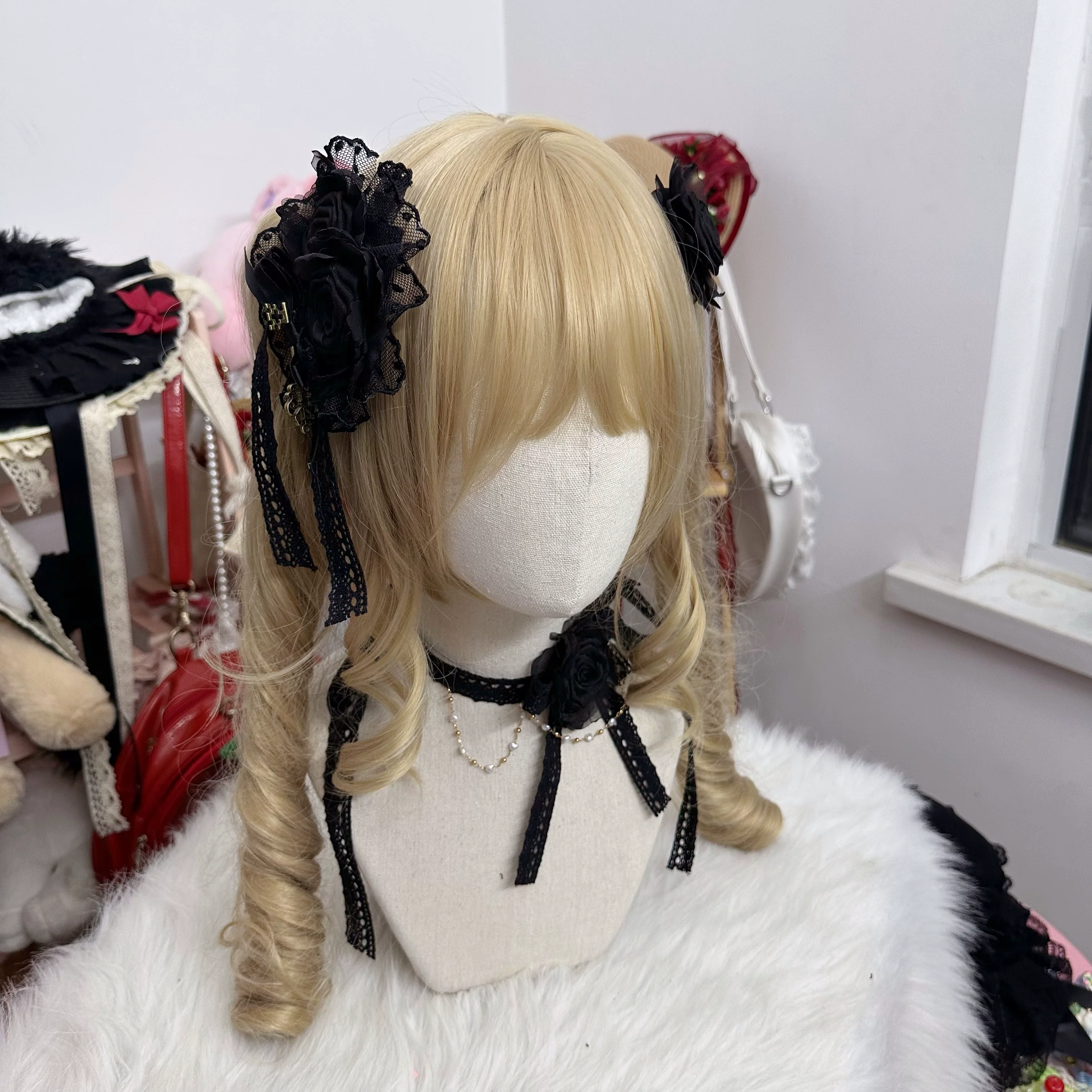 Elegant Lolita Rose Choker Handmade Headdress Set Multicolors - Image 20