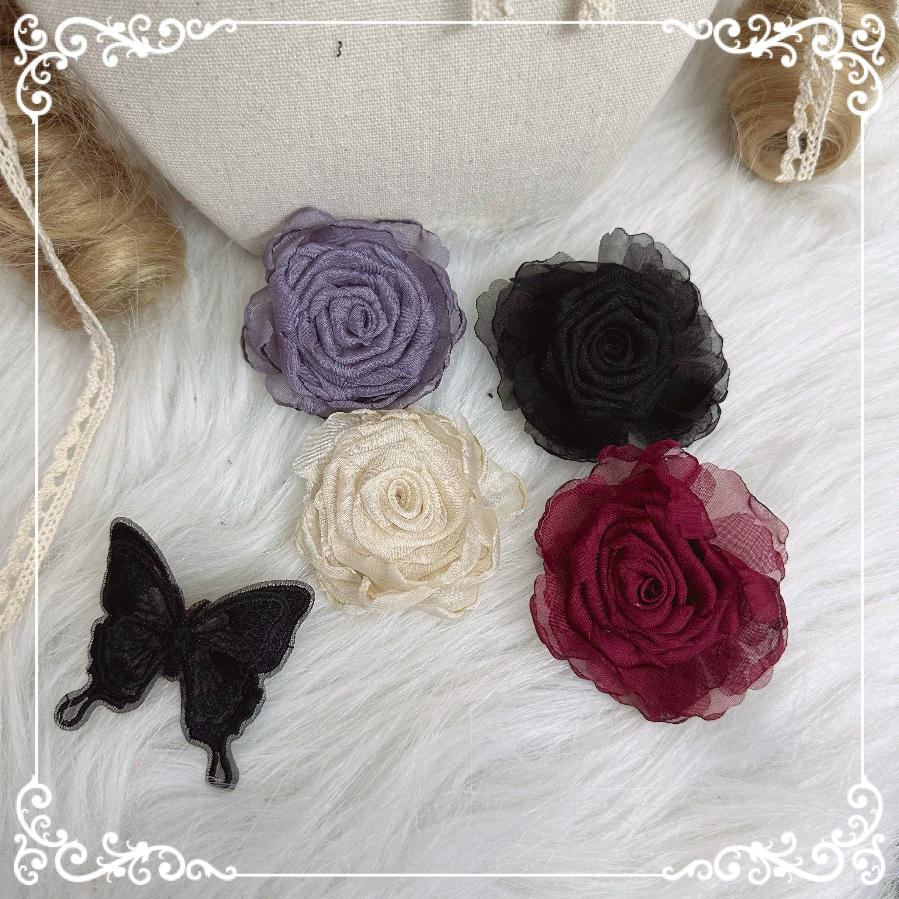 Elegant Lolita Rose Choker Handmade Headdress Set Multicolors - Image 28