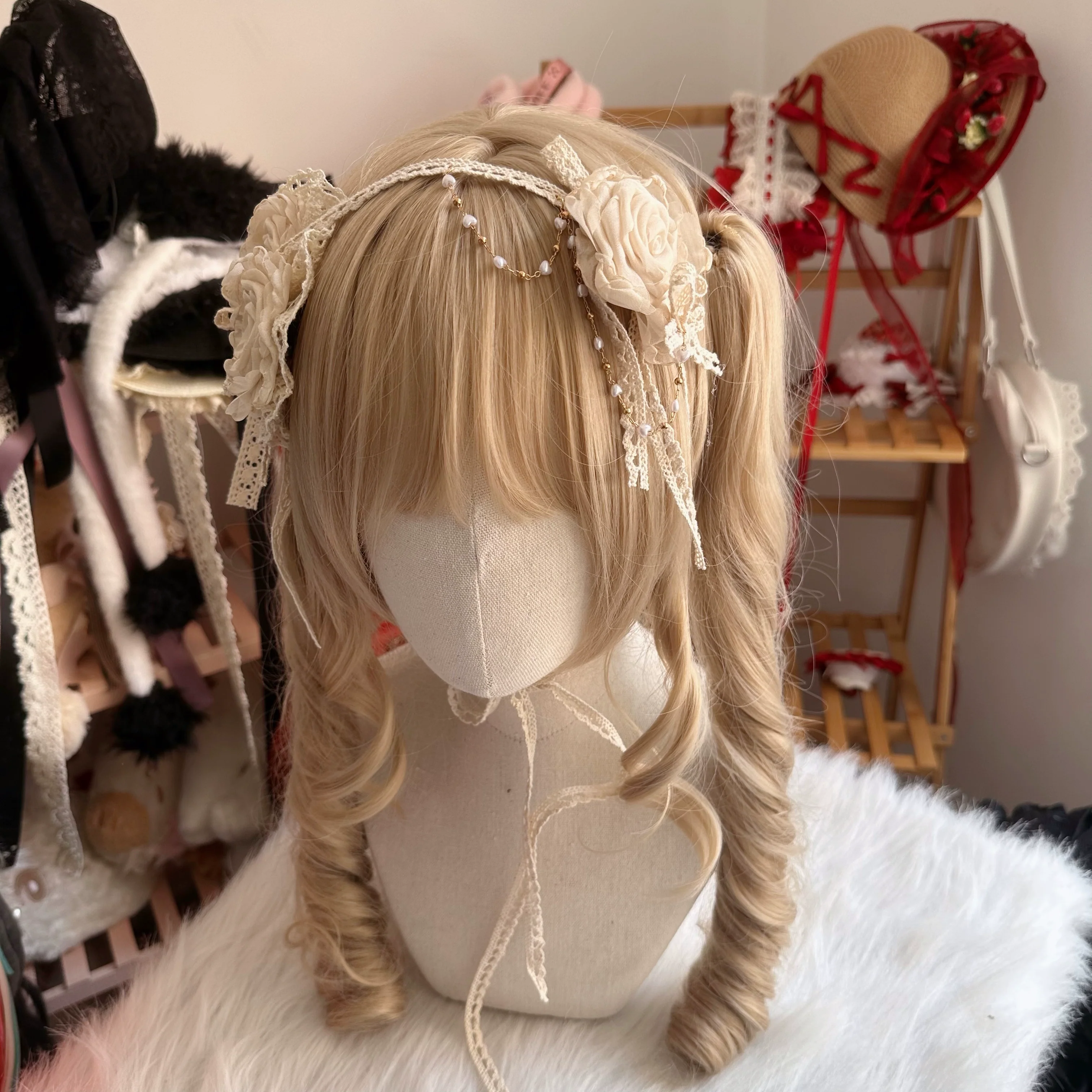 Elegant Lolita Rose Choker Handmade Headdress Set Multicolors - Image 7