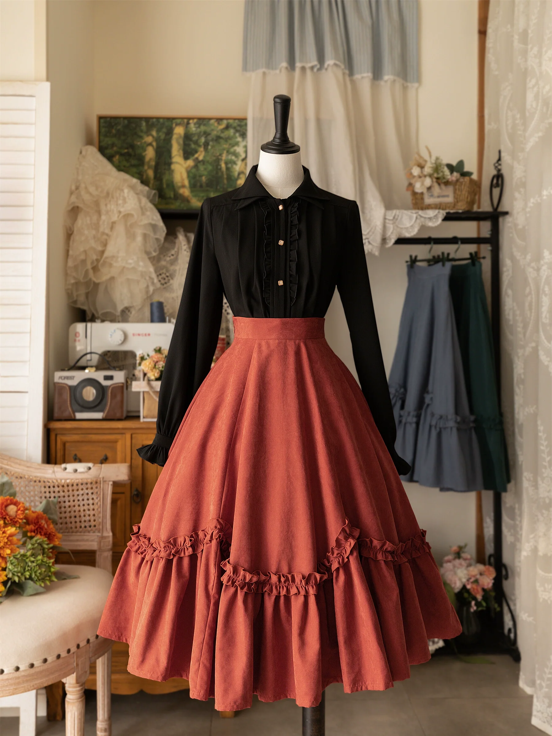 Forest Basket - Elegant Lolita Shirt Retro Dual Collar Versatile Shirt - Image 12