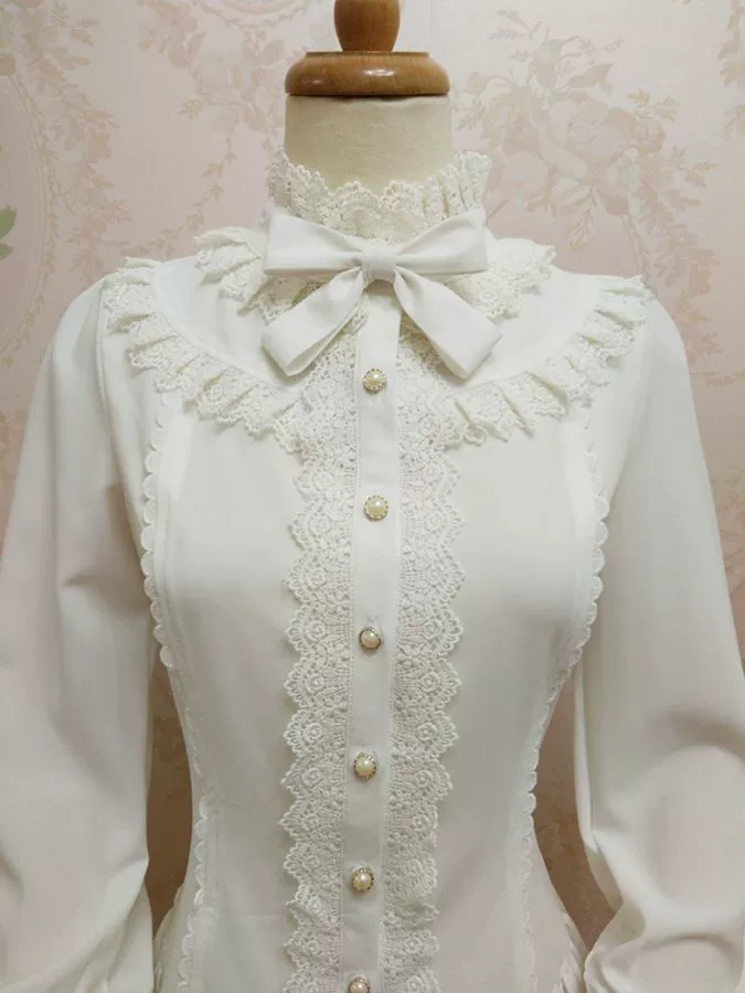 Yilia Lolita - Stand Collar Classic Lolita Blouse - Image 4