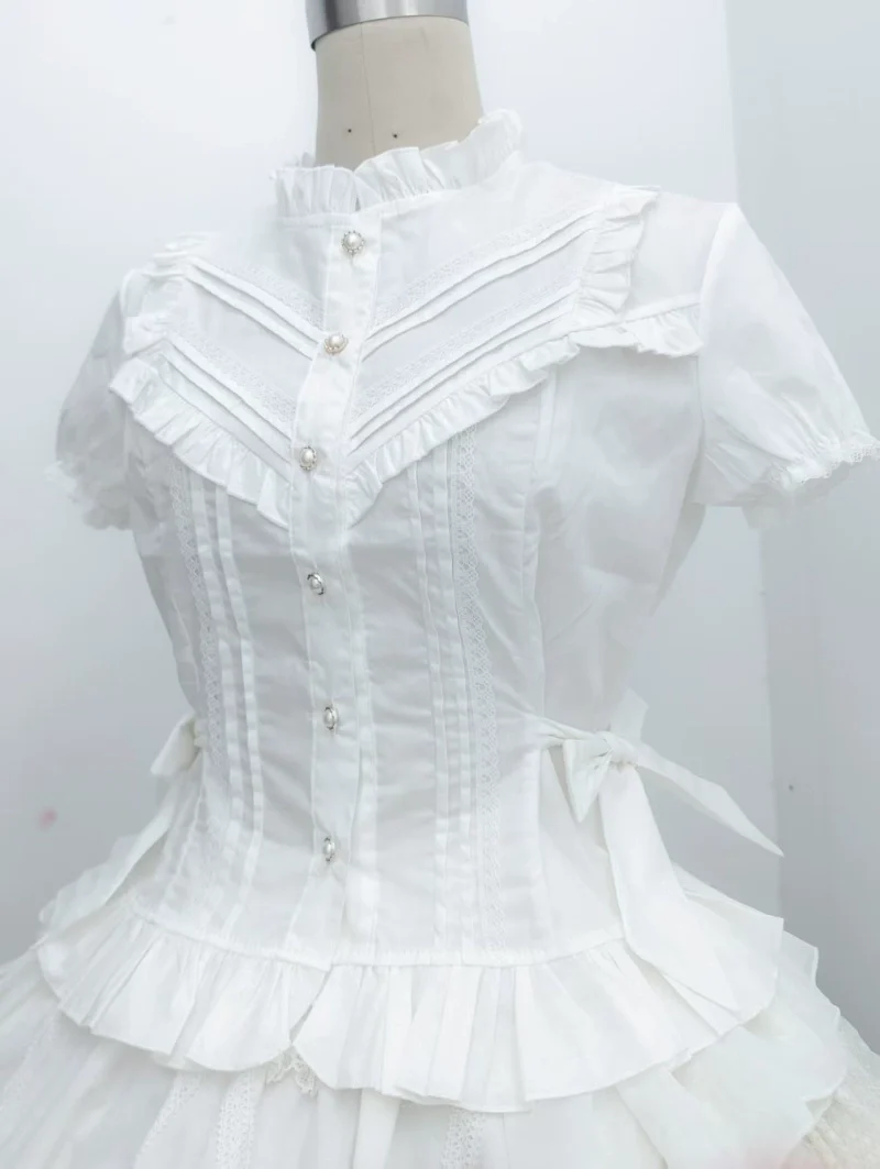 Elegant Lolita Short Sleeve Shirt, Waist Defining - Image 4