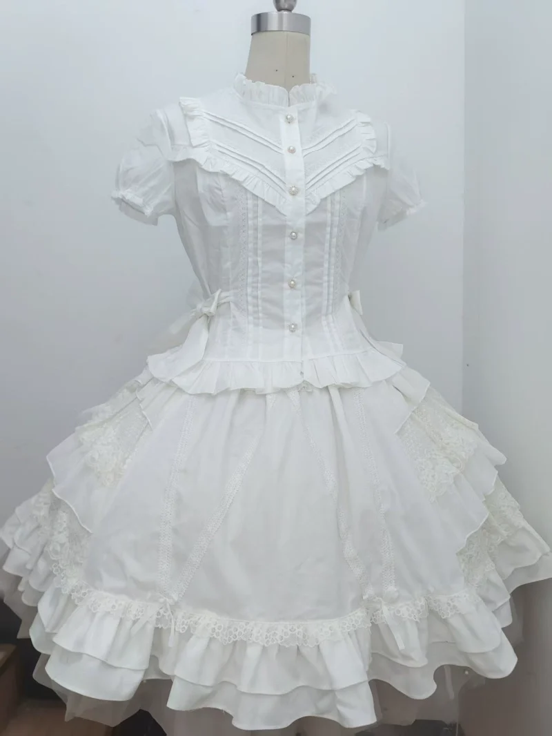 Elegant Lolita Short Sleeve Shirt, Waist Defining - Image 5