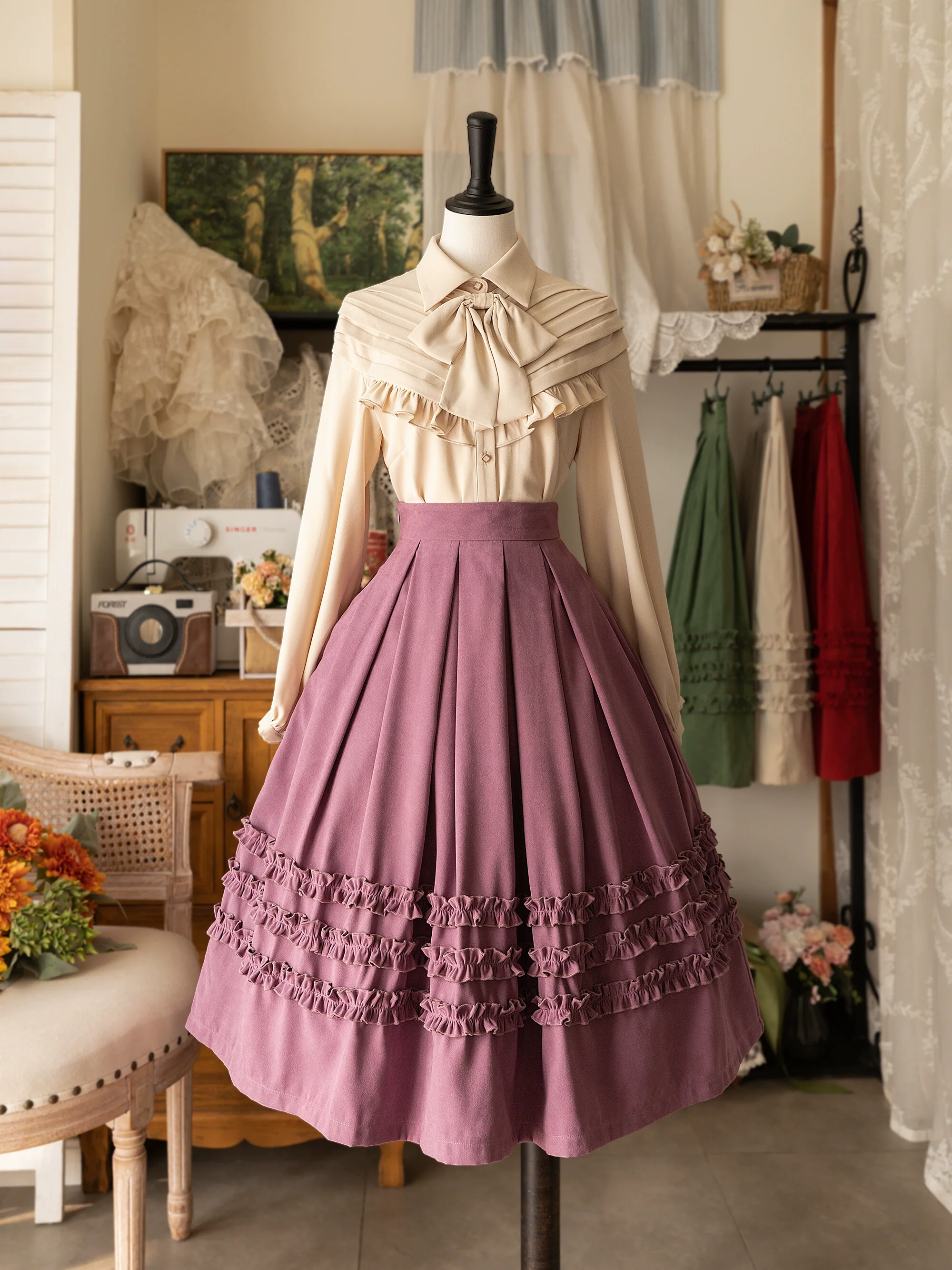 Forest Basket - Elegant Lolita Skirt Mushroom Edge Skirt Retro Classic - Image 2
