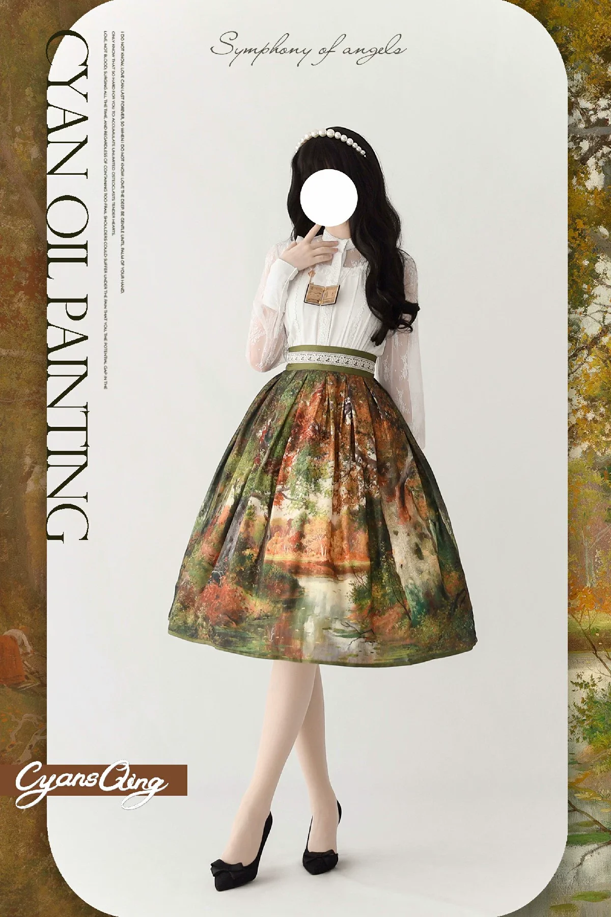 Cyan Lolita - Oil Painting Collection - Elegant Lolita Skirt Printed SK - Image 5
