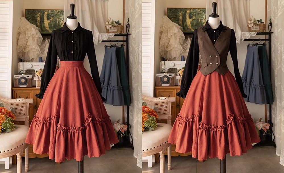 Forest Basket - Elegant Lolita Skirt Retro Classic Petal Swing Skirt - Image 3