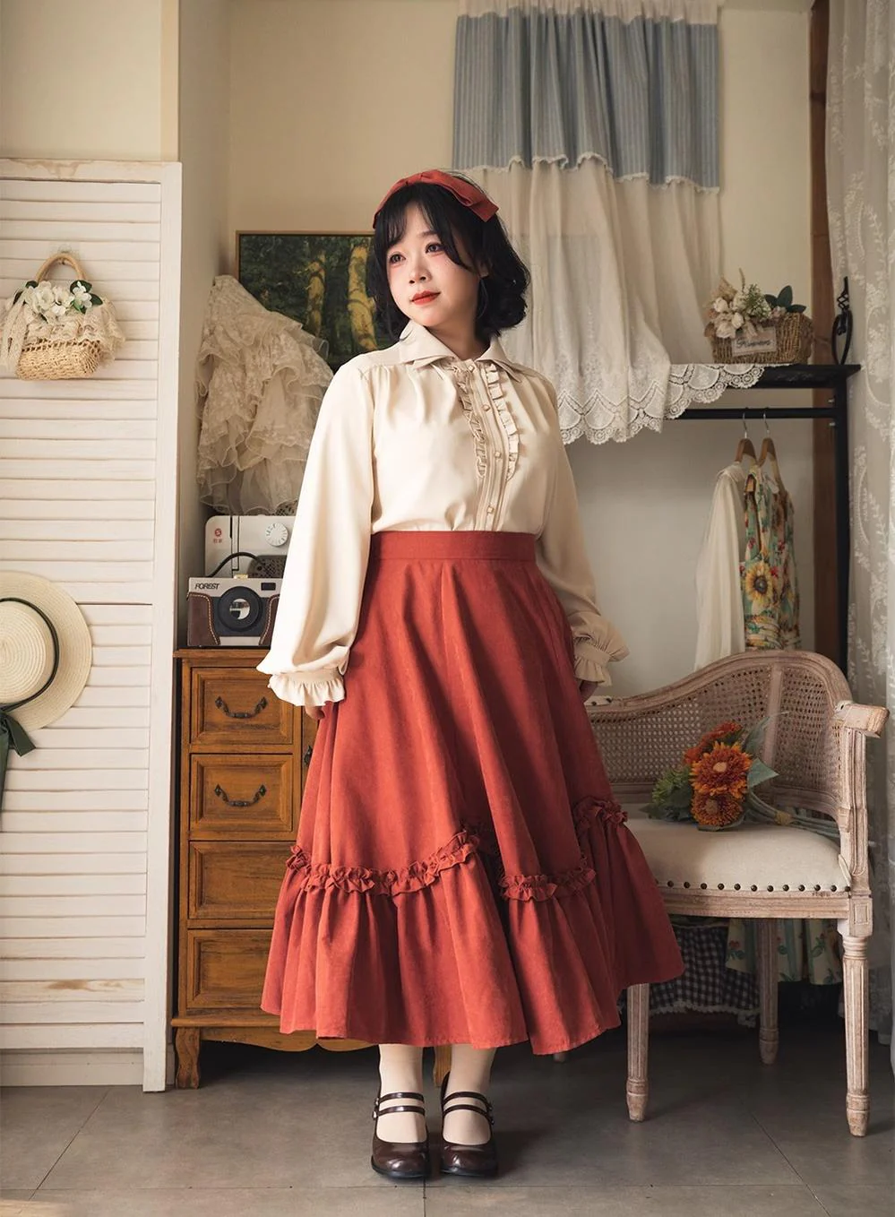 Forest Basket - Elegant Lolita Skirt Retro Classic Petal Swing Skirt - Image 4