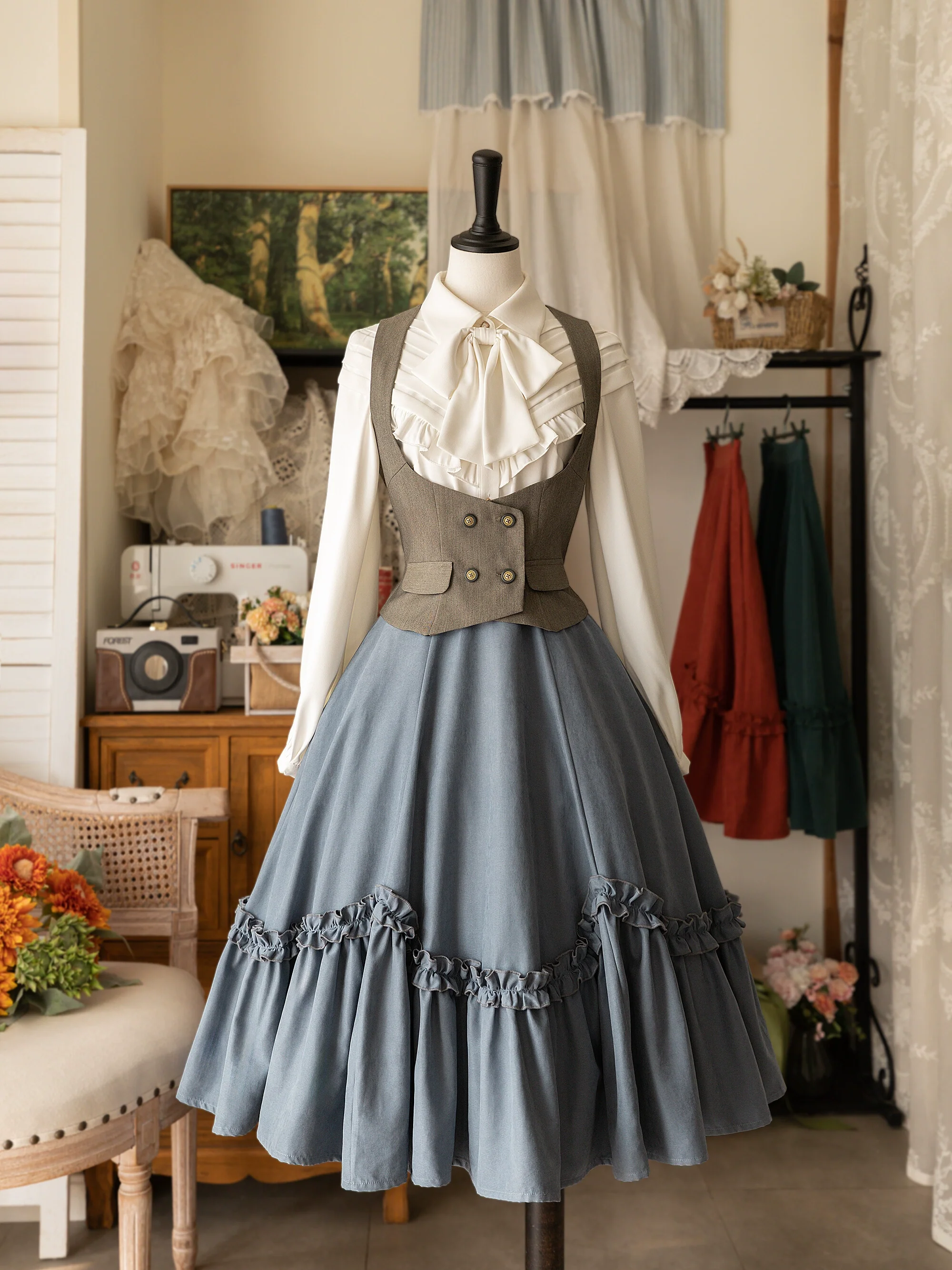 Forest Basket - Elegant Lolita Skirt Retro Classic Petal Swing Skirt - Image 9