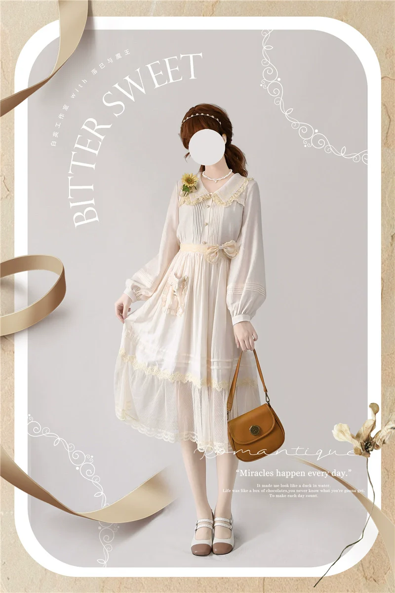 BitterSweet - Elegant Lolita Skirt Set V-neck Long Sleeve Shirt - Image 4
