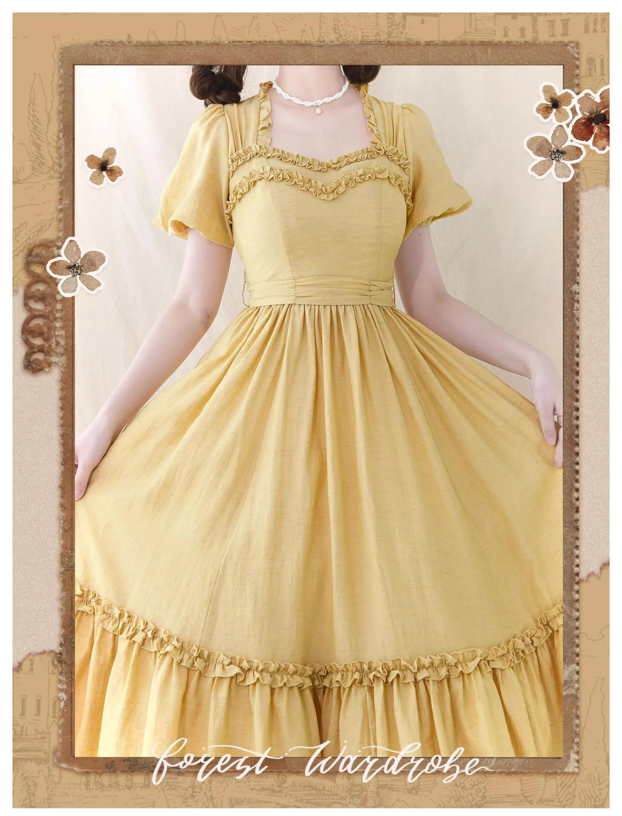 Forest Pastoral - Elegant Lolita Square Neck Long OP - Image 13