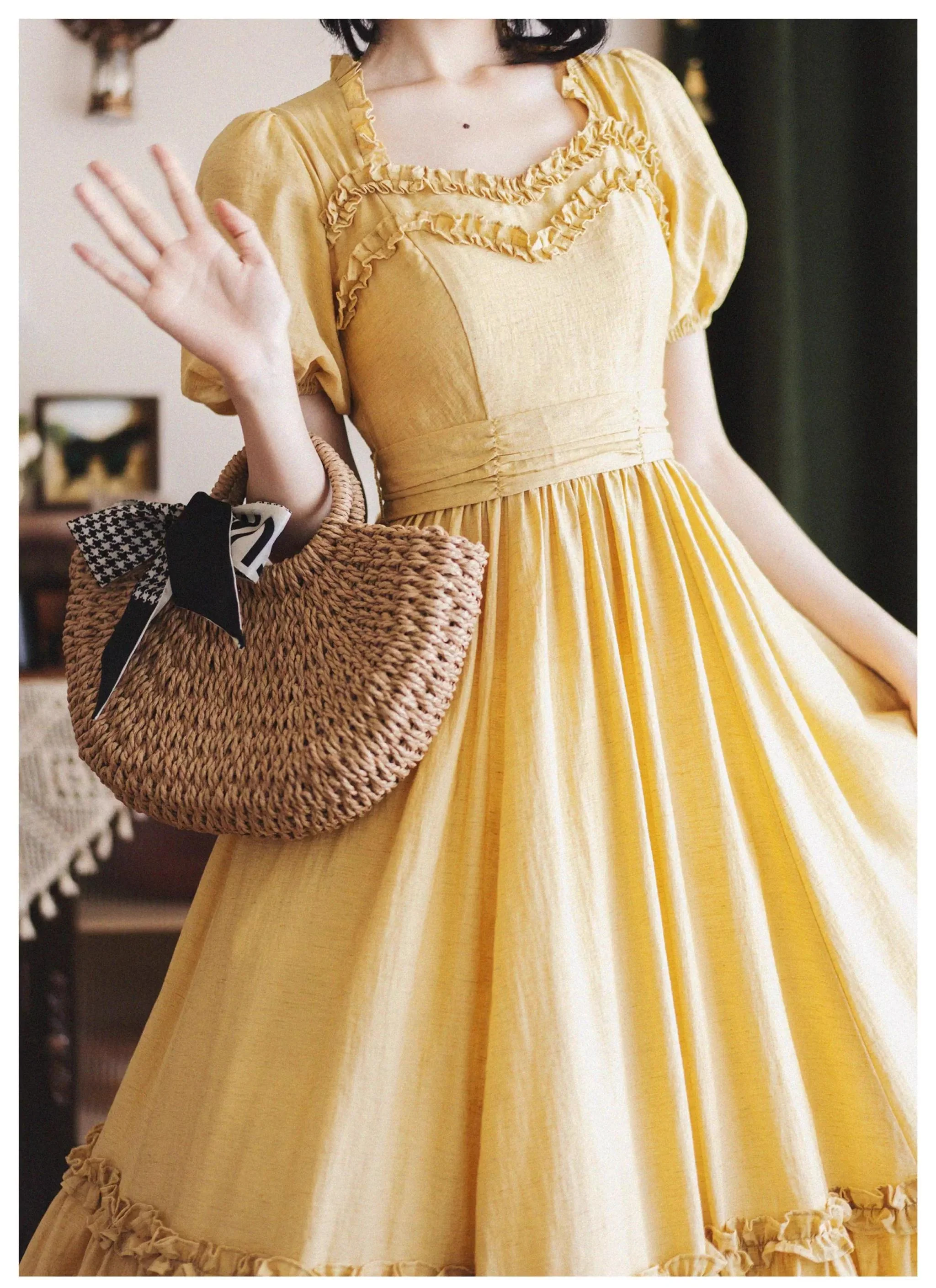 Forest Pastoral - Elegant Lolita Square Neck Long OP - Image 14