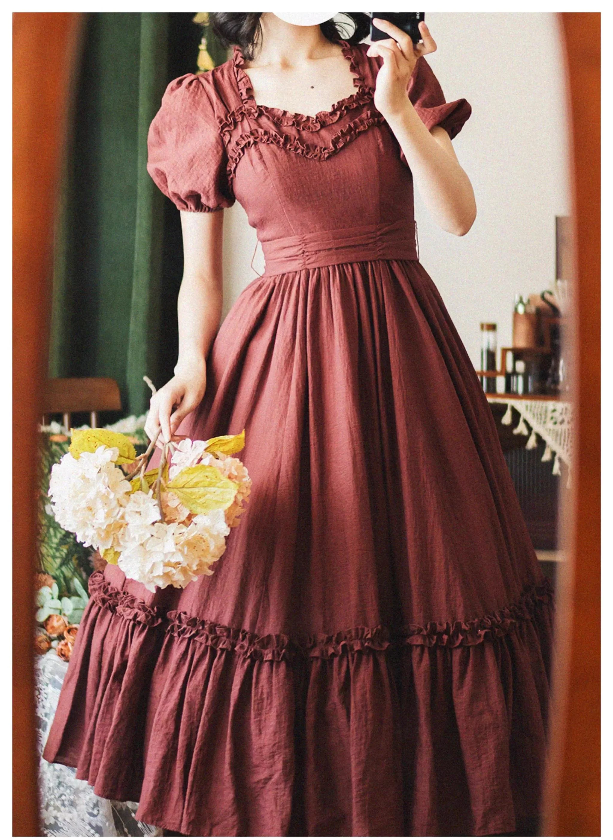 Forest Pastoral - Elegant Lolita Square Neck Long OP - Image 19