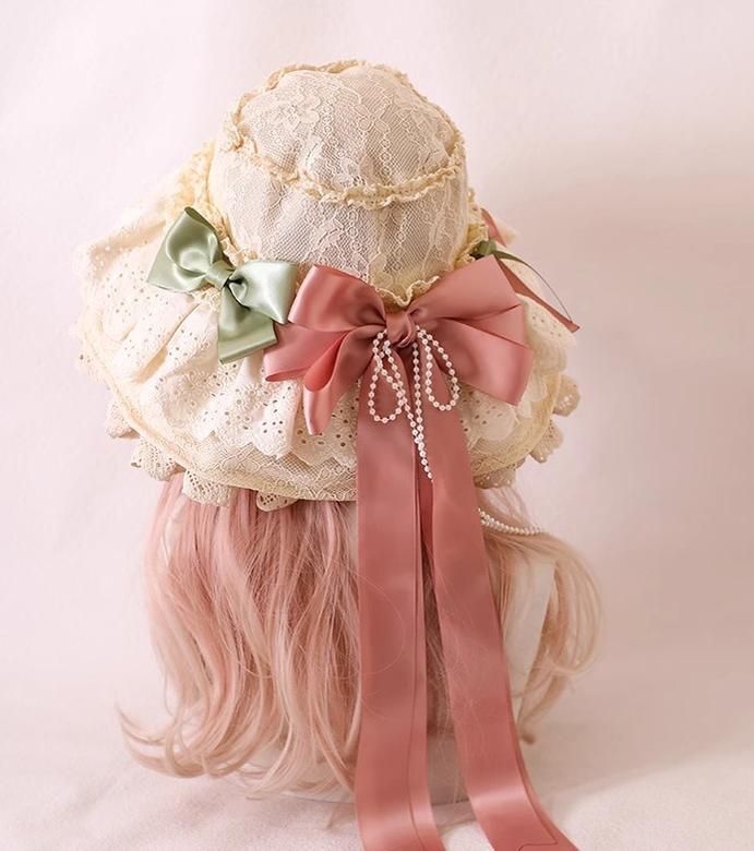 Xiaogui - Elegant Lolita Sunshade Hat Floral Bow Hats - Image 14
