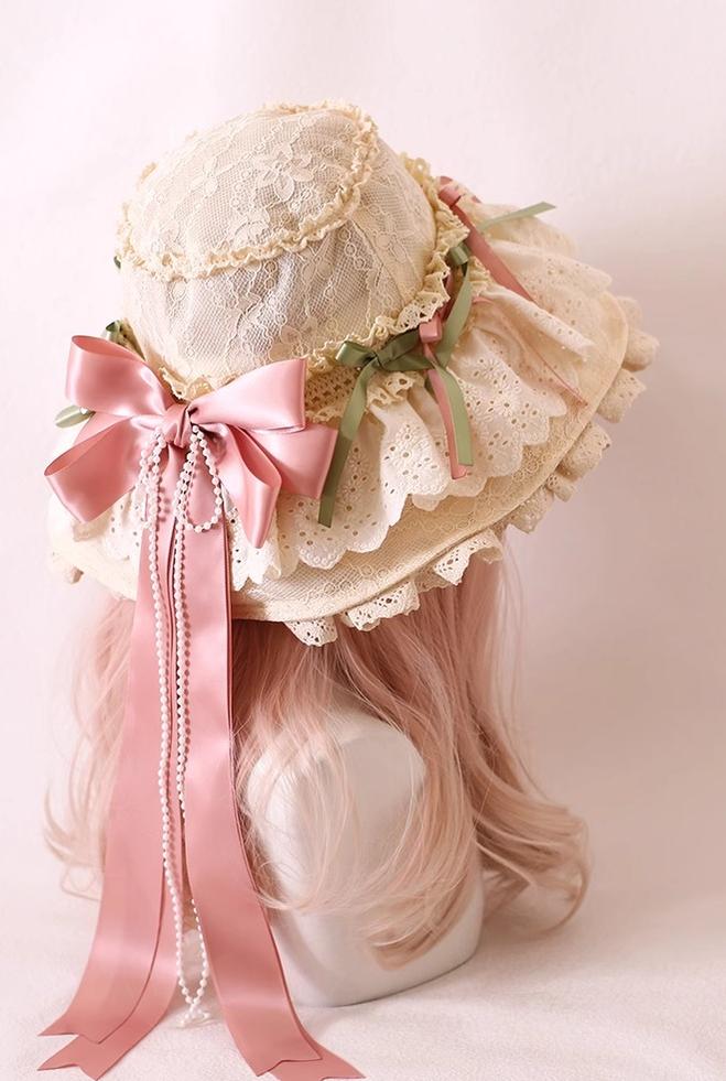 Xiaogui - Elegant Lolita Sunshade Hat Floral Bow Hats - Image 16