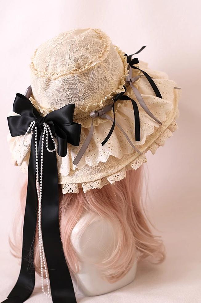 Xiaogui - Elegant Lolita Sunshade Hat Floral Bow Hats - Image 17