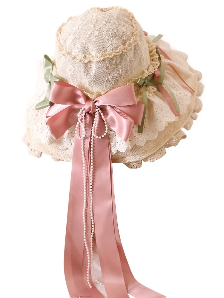 Xiaogui - Elegant Lolita Sunshade Hat Floral Bow Hats - Image 2