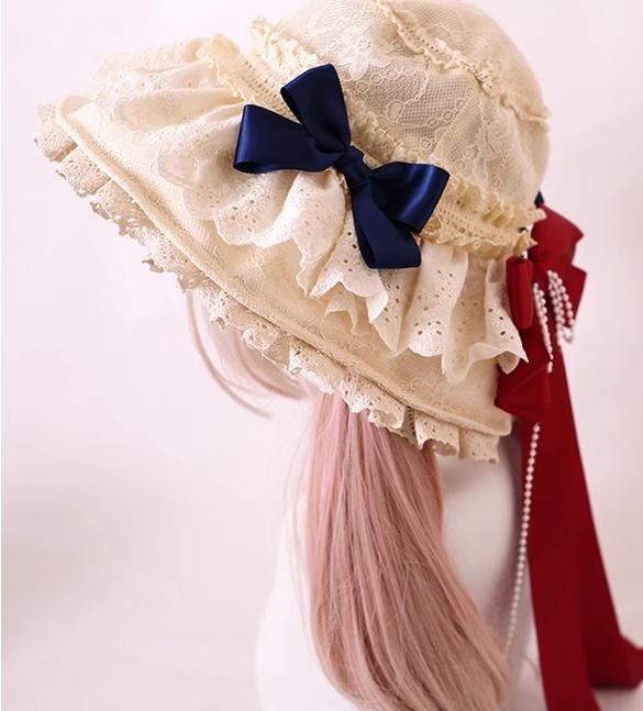 Xiaogui - Elegant Lolita Sunshade Hat Floral Bow Hats - Image 5