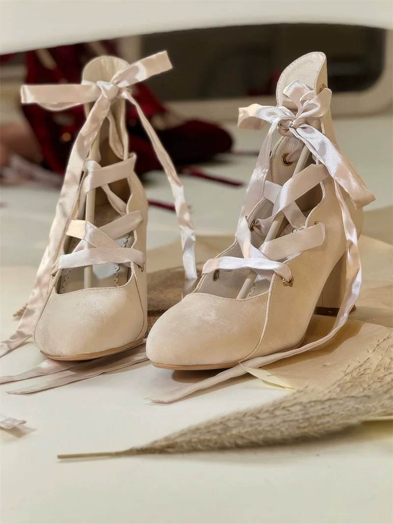 MR.Qiutian - Forbidden Dance - Elegant Lolita Velvet Shoes, Adjustable Lace-Up Straps - Image 19