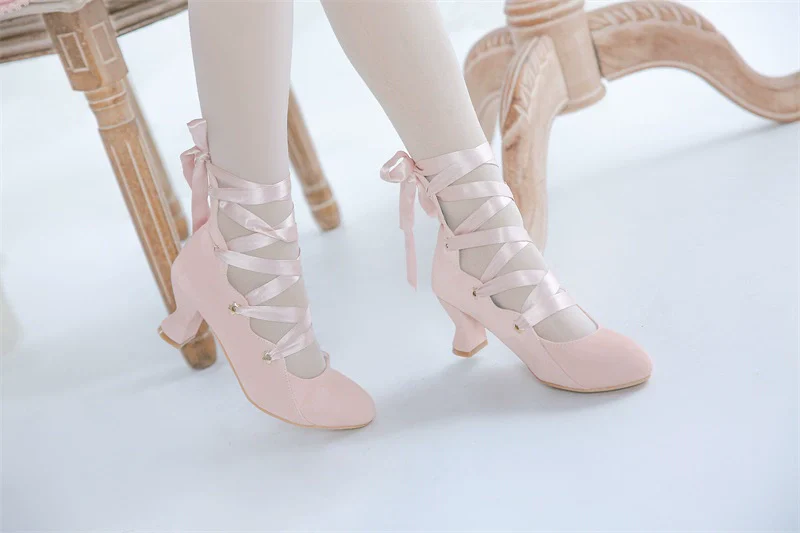 MR.Qiutian - Forbidden Dance - Elegant Lolita Velvet Shoes, Adjustable Lace-Up Straps - Image 24