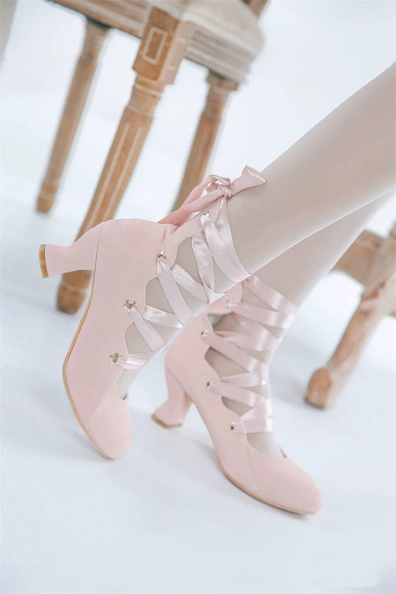 MR.Qiutian - Forbidden Dance - Elegant Lolita Velvet Shoes, Adjustable Lace-Up Straps - Image 25