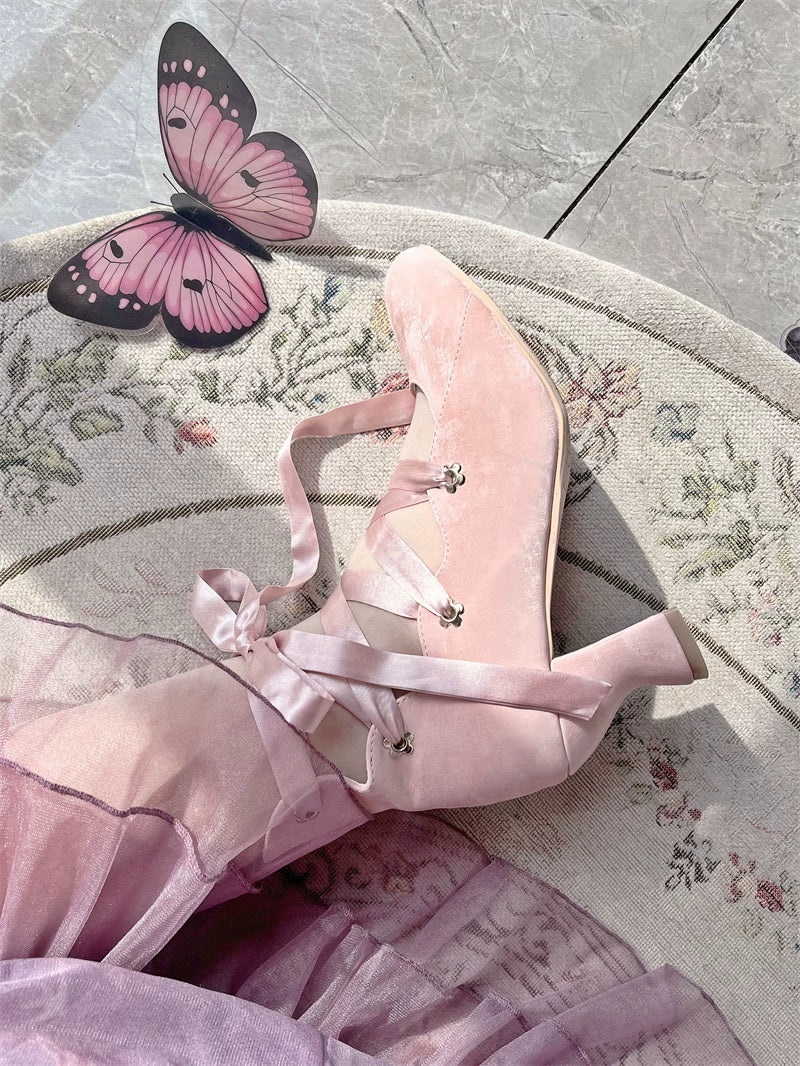 MR.Qiutian - Forbidden Dance - Elegant Lolita Velvet Shoes, Adjustable Lace-Up Straps - Image 26