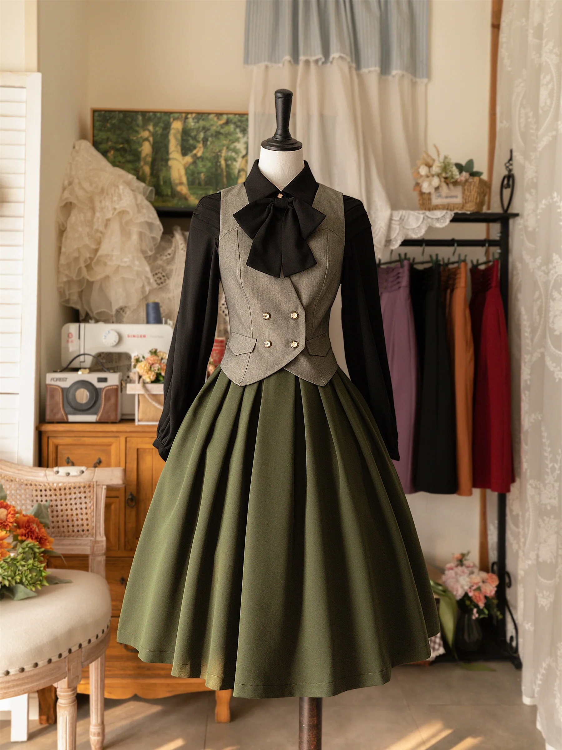 Forest Basket - Elegant Lolita Vest V Collar Retro Waistcoat - Image 11
