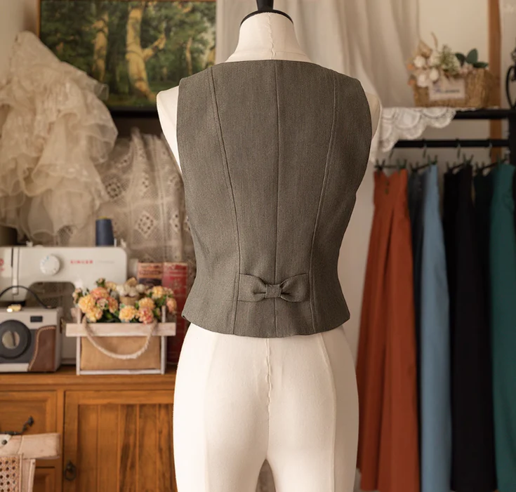 Forest Basket - Elegant Lolita Vest V Collar Retro Waistcoat - Image 12