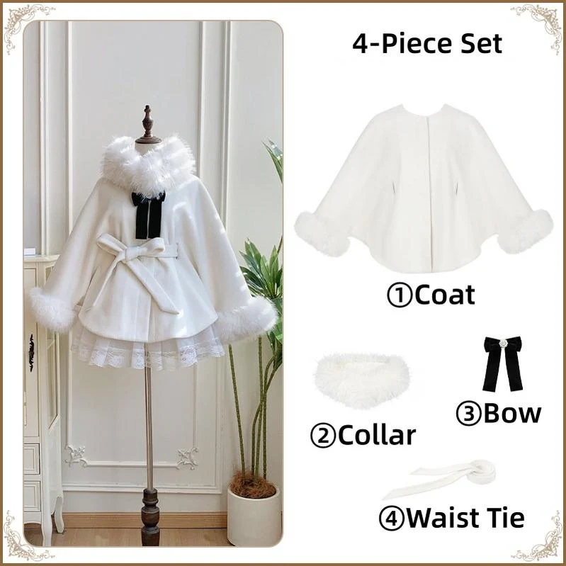 Winter Island Memory - Elegant Lolita Winter Coat & OP Dress Set - Image 18